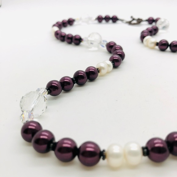 Vintage Deco Crystal Glass Pearl Necklace - Picture 7 of 15